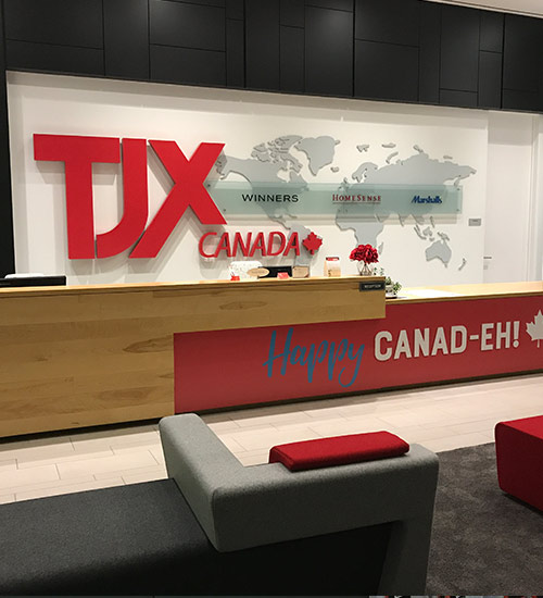 Reception branding sign installation